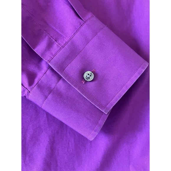 Hugo Boss Regular Fit Dress Shirt Mens 16.5 42‎ Solid Purple Long Sleeve - Picture 8 of 10